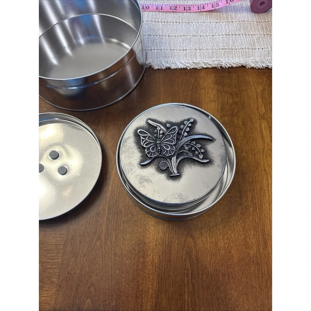 VTG Metzke‎ Nesting Butterfly Pewter Tins Set Of 3 Nature